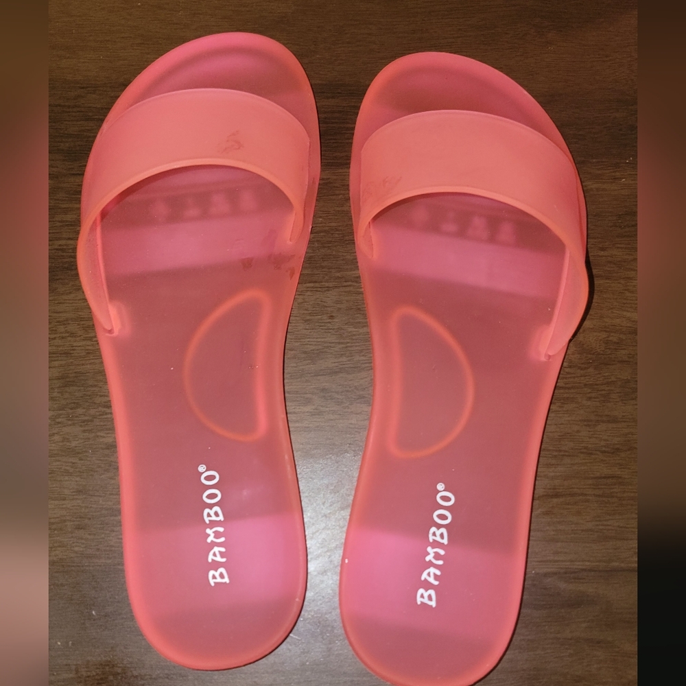 Bamboo pink clear beach sandals.